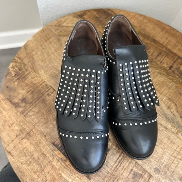 Boemos Italian Made Leather Slide-on Studded Oxfords 37 - Picture 5 of 10